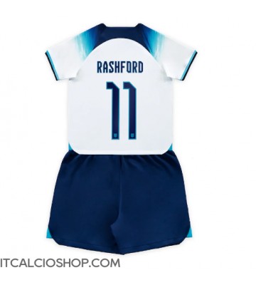 Inghilterra Marcus Rashford #11 Prima Maglia Bambino Mondiali 2022 Manica Corta (+ Pantaloni corti)
